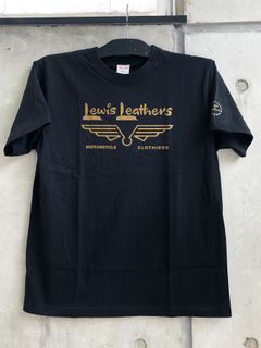 【即日発送可能】LEWIS LEATHERS "GOLD WING LOGO" T-SHIRTS (BLACK)