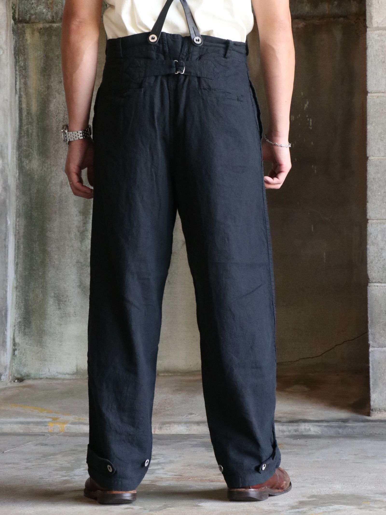 FRENCH ARMY LINEN PANTS  (BLACK)