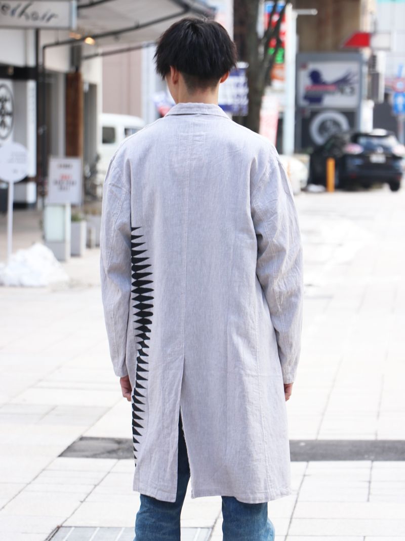 TRIVAL LINEN WORK COAT "HAND PAINT by TAKUMA KITAGAWA"