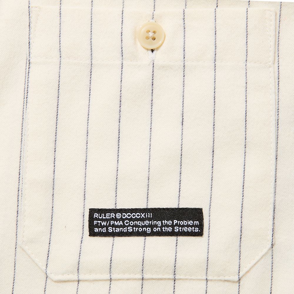 BLUNT STRIPE FLANNEL PULLOVER SHIRT (WHITE)