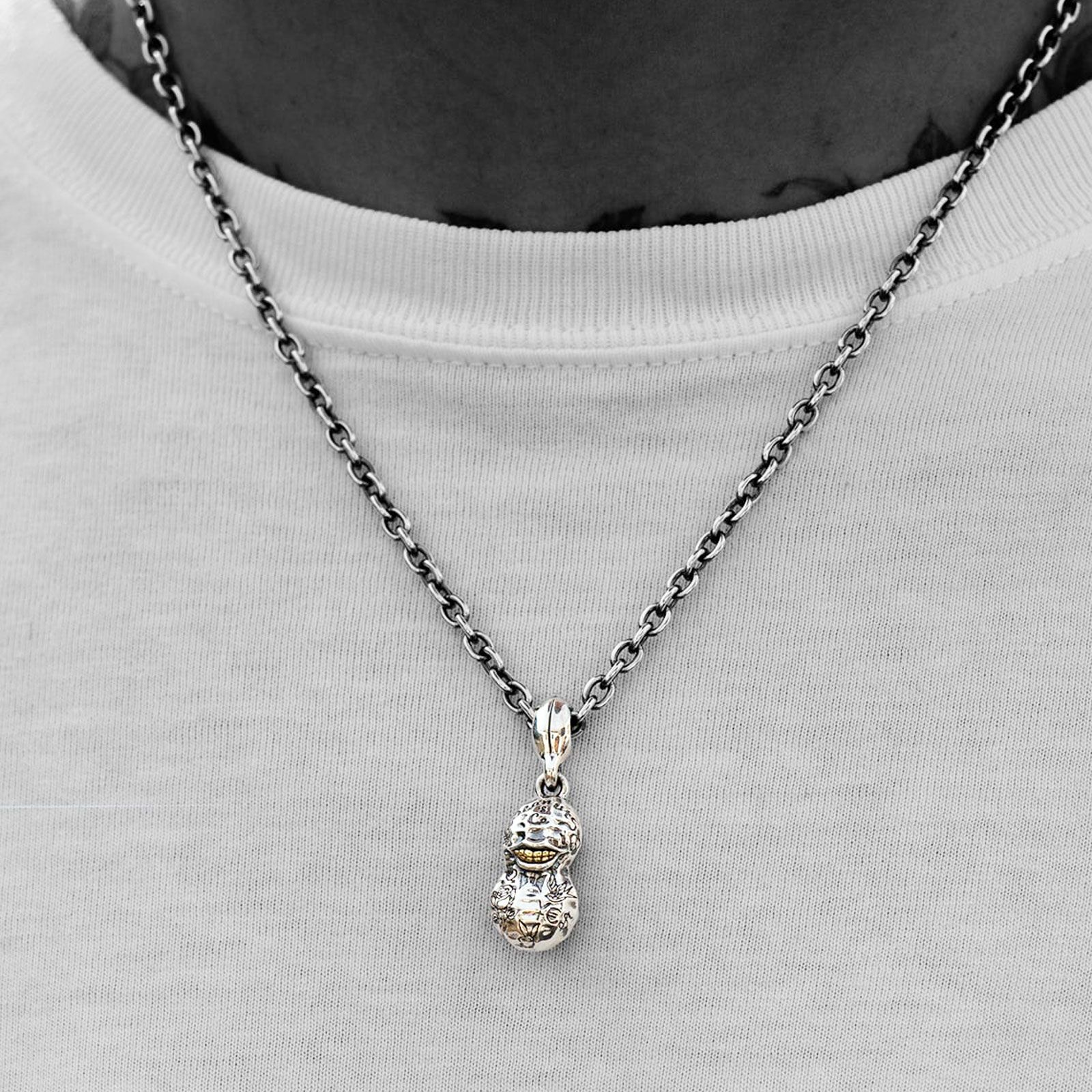 【即日発送可能】TATTOO PEANUTS (SMALL) (SILVERxK10 YELLOWGOLD) + PEANUTS CHAIN 50cm