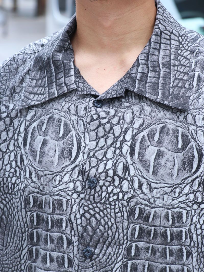 [SKANDA x haru*hano] "CROCODILE SHORT SLEEVE SHIRTS" (GRAY) / クロコダイル 半袖シャツ (グレー))