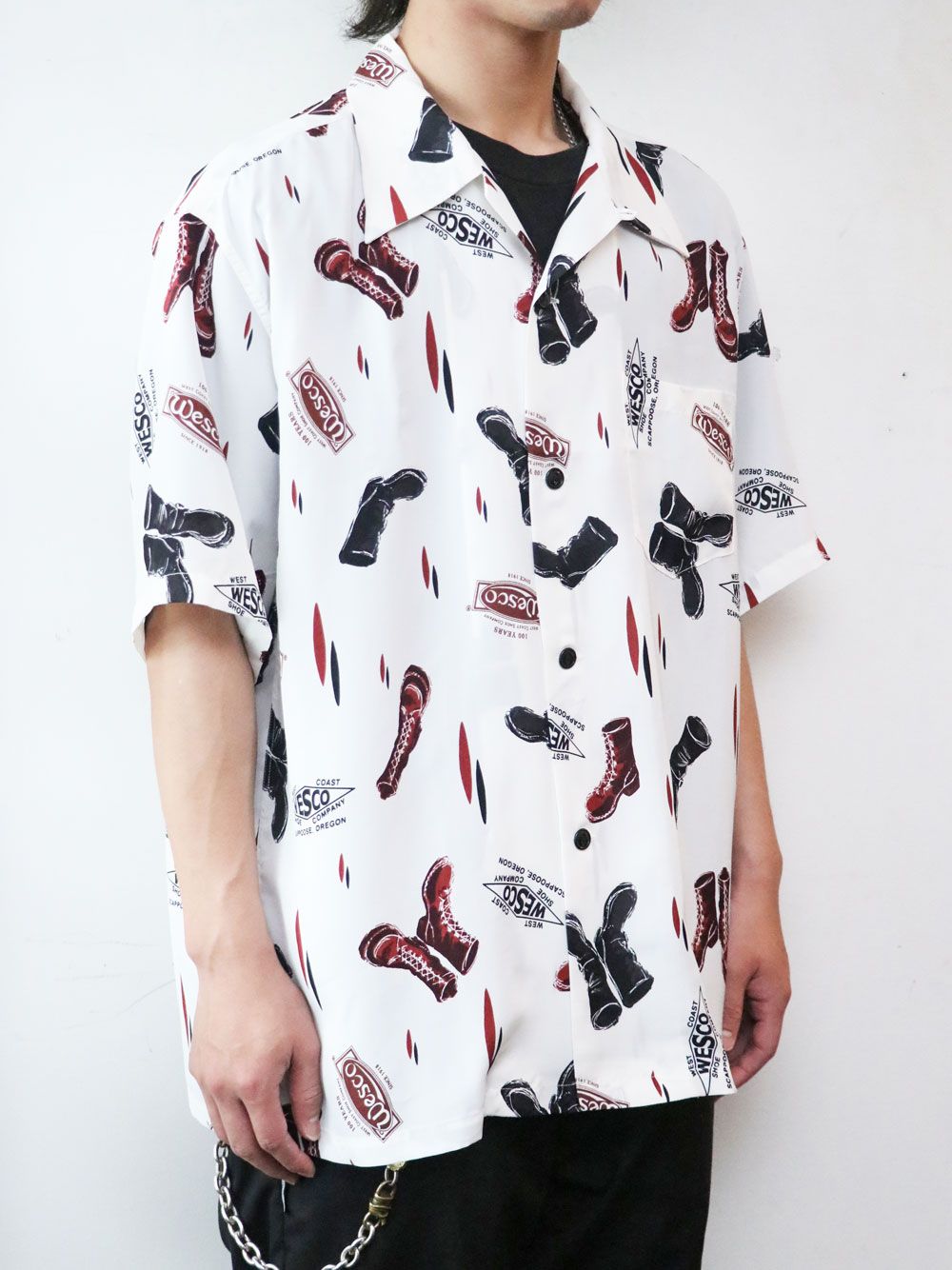 WESCO BOOTS DESIGN HAWAIAN S/S SHIRTS (WHITE)