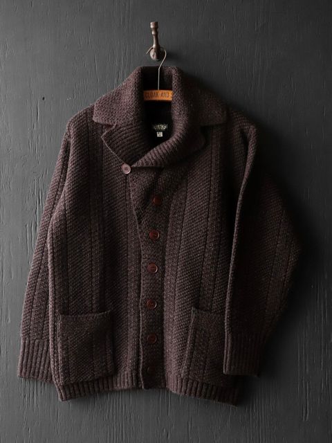 THREE-WAY COLLAR CARDIGAN (DEAD LEAF BROWN)
