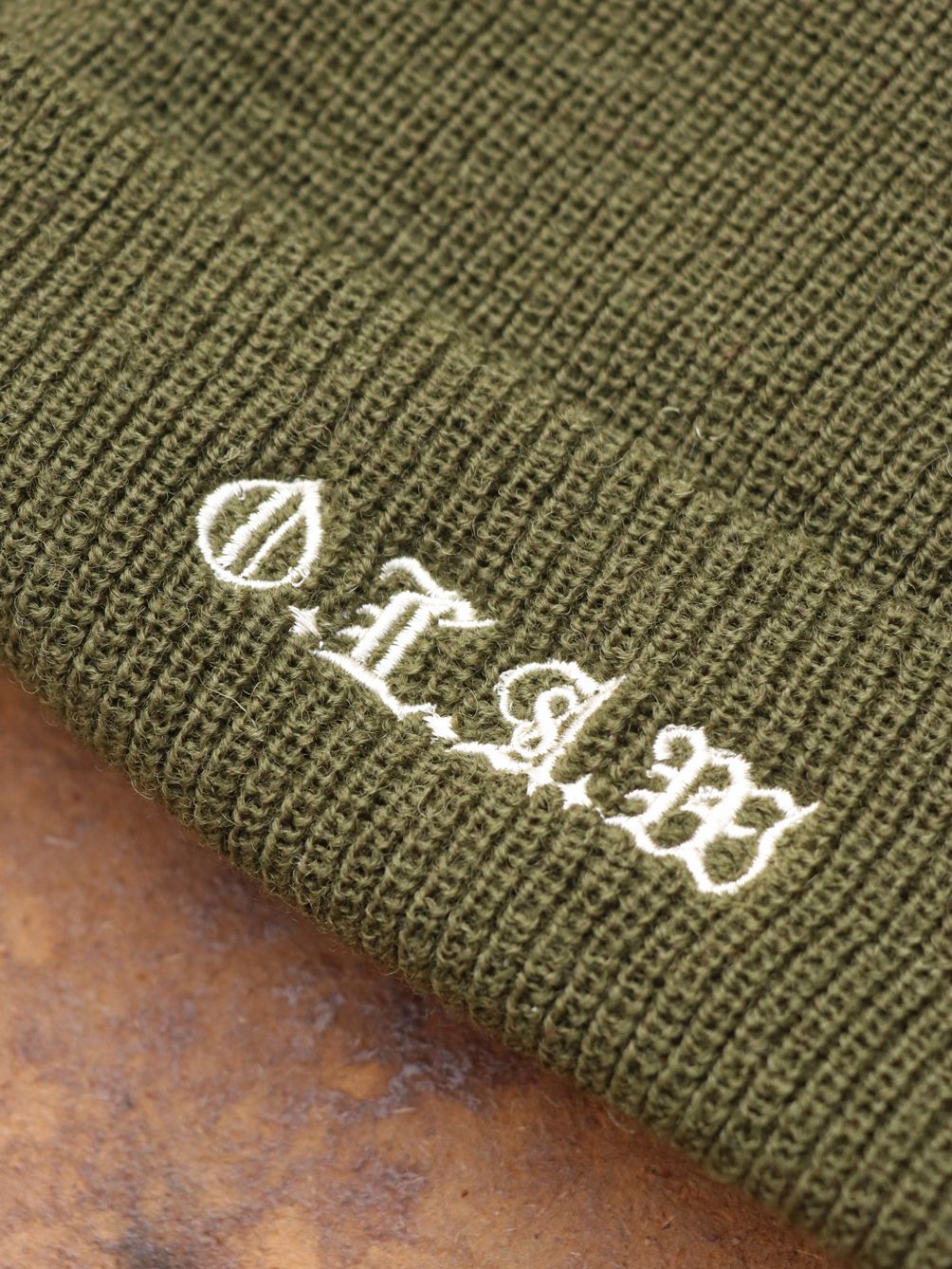 O.L.A.W EMBROIDERY KNIT CAP (OLIVE)