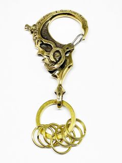 MUSTACHE SKULL KEYHOLDER (BRASS)