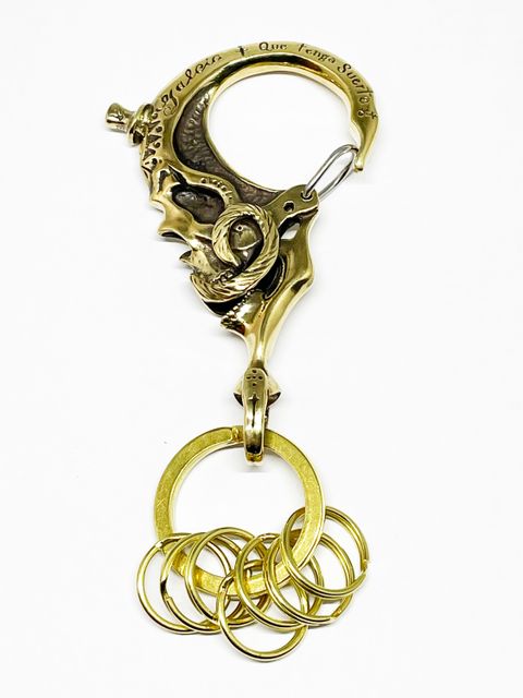 MUSTACHE SKULL KEYHOLDER (BRASS)