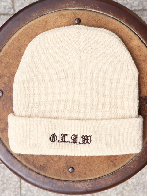 O.L.A.W EMBROIDERY KNIT CAP (NUTURAL)
