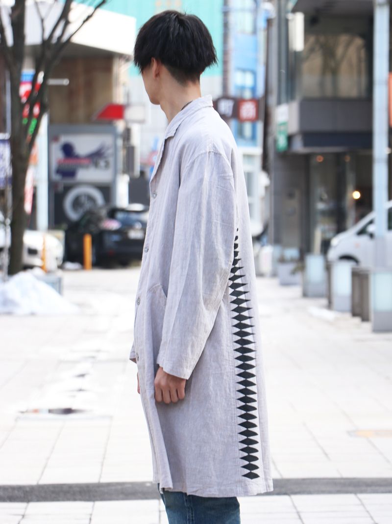 TRIVAL LINEN WORK COAT "HAND PAINT by TAKUMA KITAGAWA"