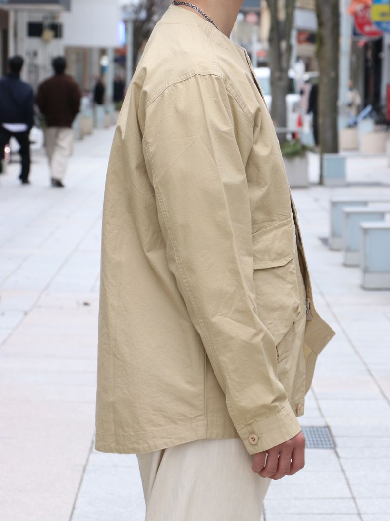 HERRINGBONE SHIRT JAKET (BEIGE)