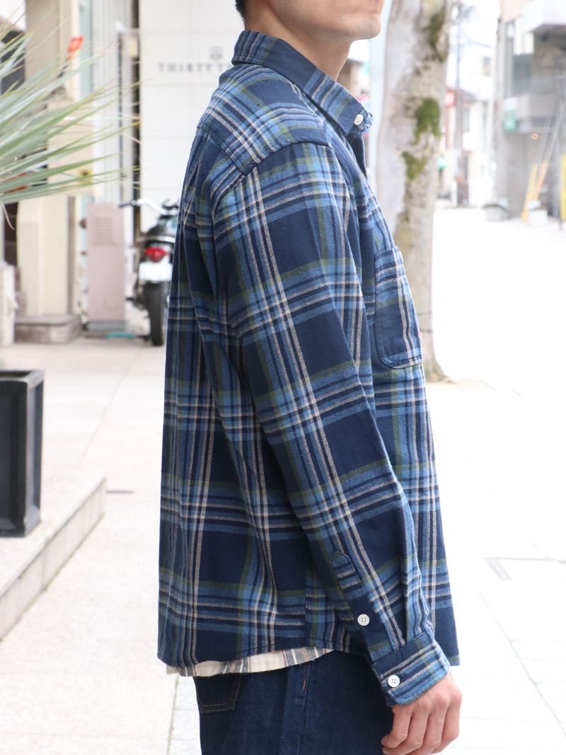 CHECK NEL SHIRT (WHITExBLUE)