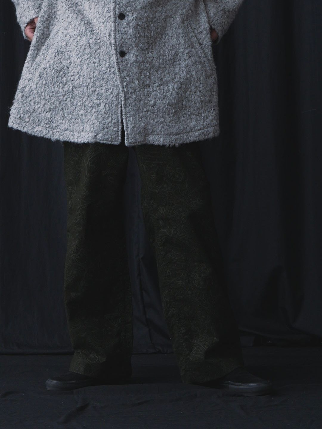 1920s GOTHIC PATTERN BRUSHED VIYELLA MONTGOMERY TROUSERS (SMOKY OLIVE)