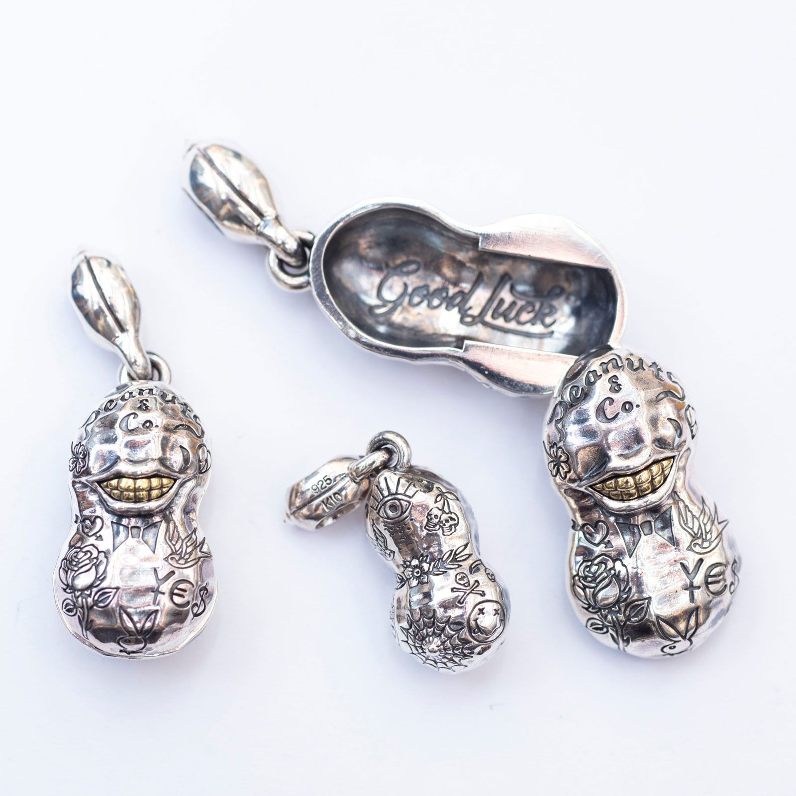 【即日発送可能】TATTOO PEANUTS (LARGE) (SLIDE) (SILVERxK10YELLOW GOLD)