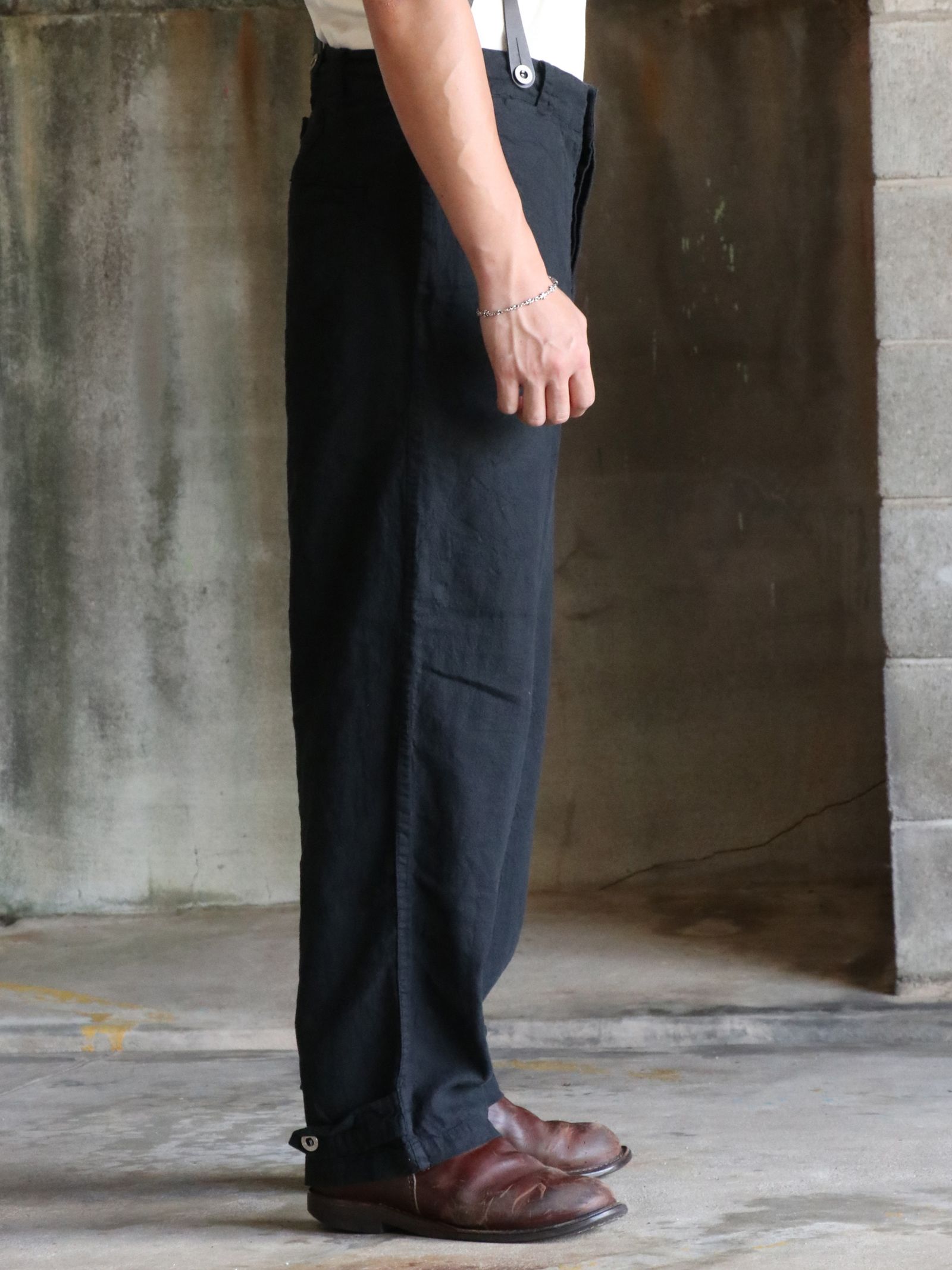 FRENCH ARMY LINEN PANTS  (BLACK)