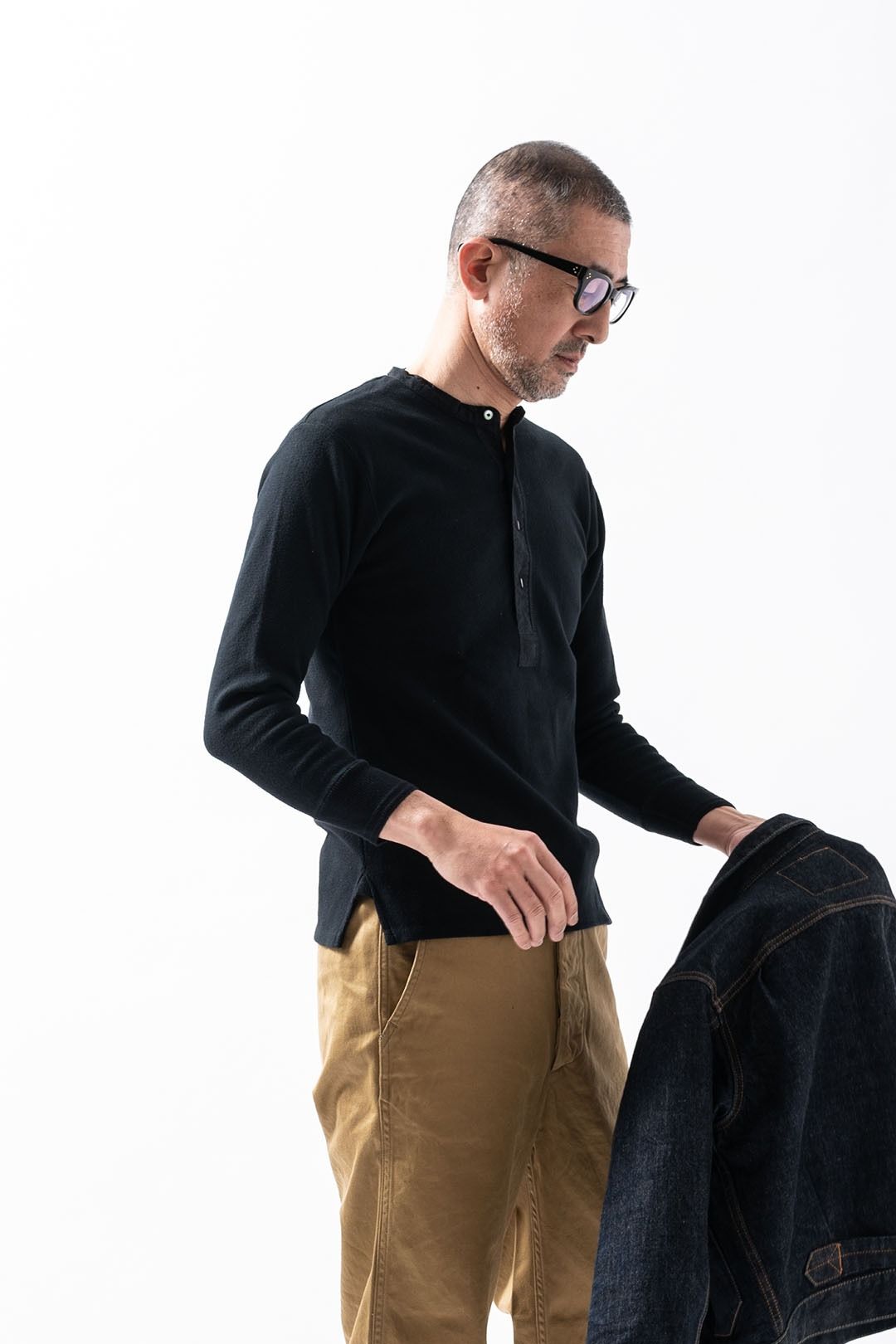 HENLEY NECK AMISH UNDER WEAR (MIDNIGHT BLACK)