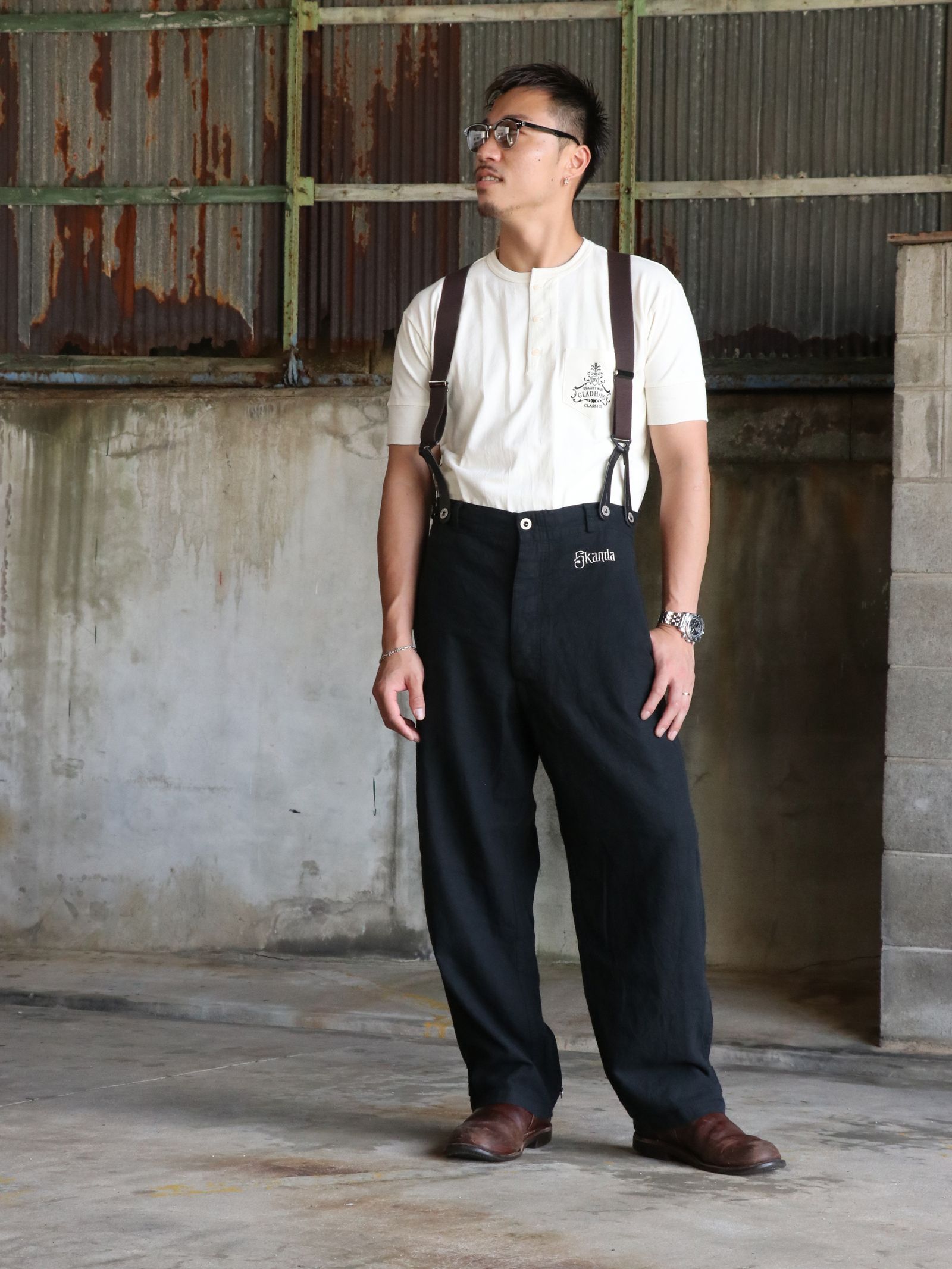 FRENCH ARMY LINEN PANTS  (BLACK)