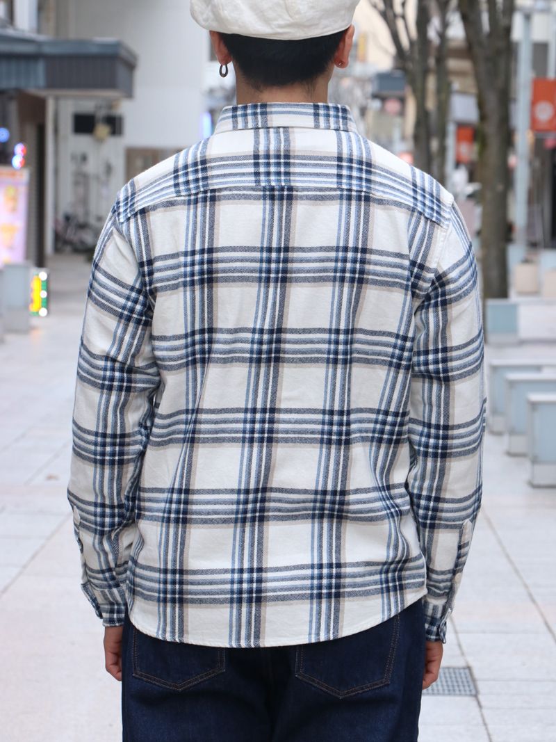 CHECK NEL SHIRT (NAVY×WHITE)