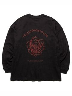 ローズ&スカル オーバーサイズ ロングスリーブTシャツ (ブラック) / ROSE&SKULL OVERSIZED LONG SLEEVE TEE (BLACK)