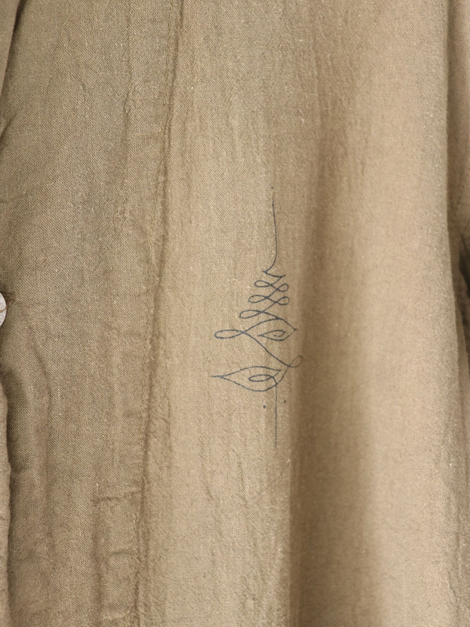 トライバル リネン ワークコート / TRIVAL LINEN WORK COAT  (KHAKI)