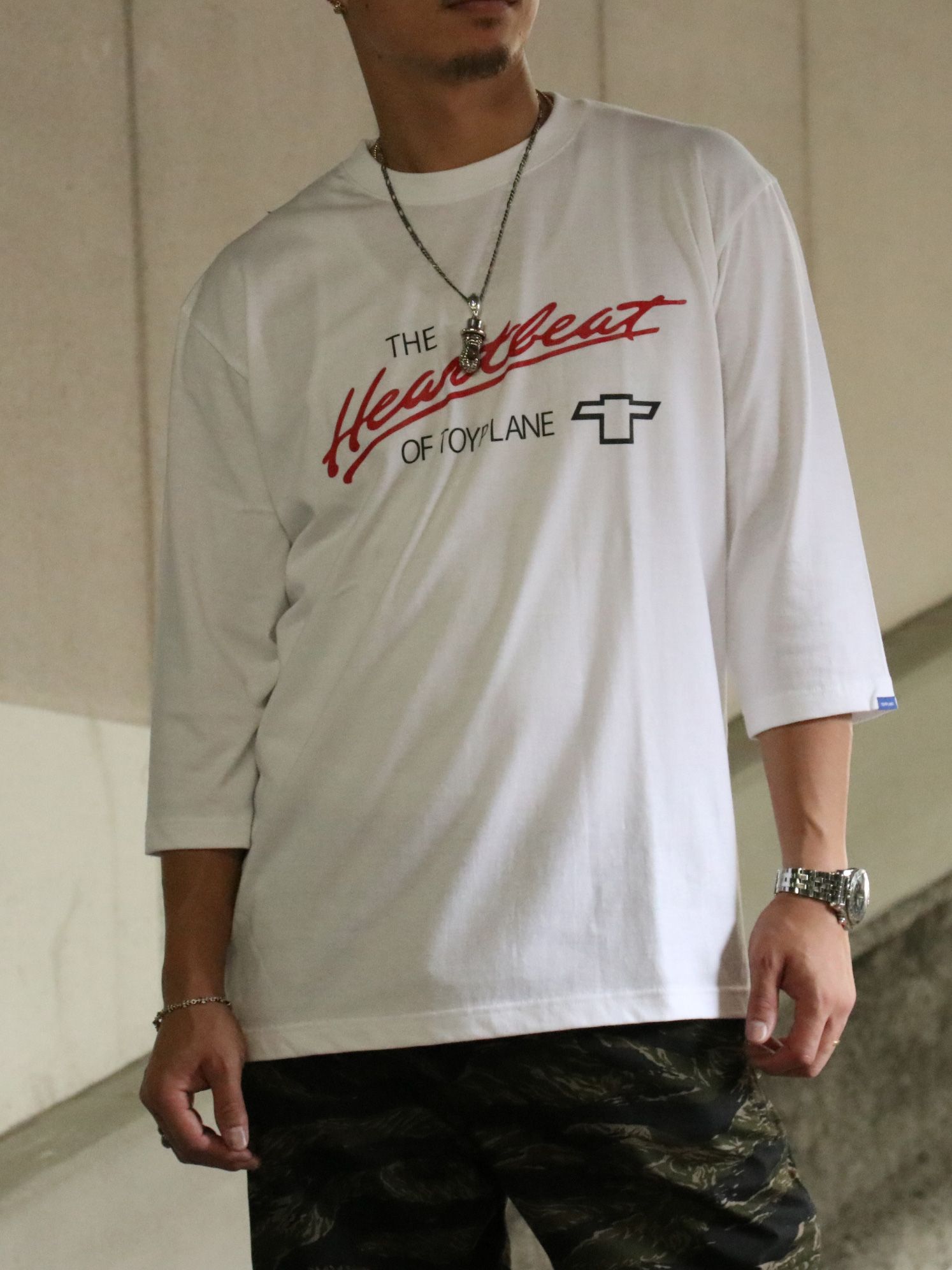 HEART BEAT 3/4 TEE (WHITE)