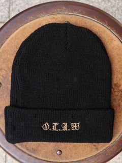 O.L.A.W EMBROIDERY KNIT CAP (BLACK)
