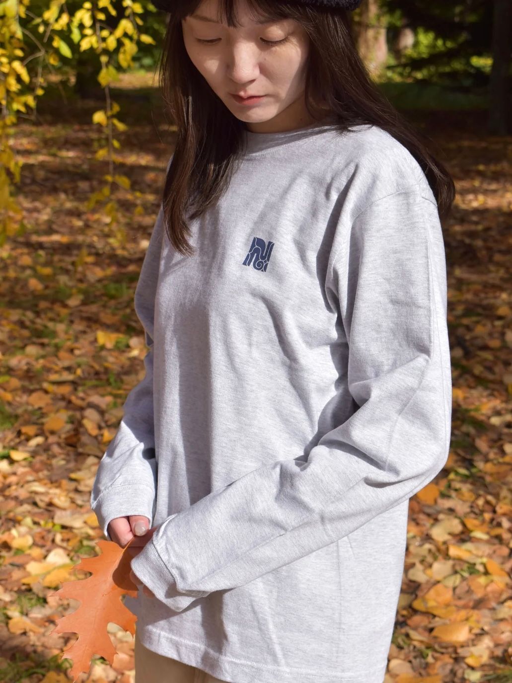 バックプリント長袖コットンTシャツ -cikarkarpe- (ASH)