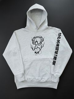 PULLOVER HOODIE "がまん"(ASH GRAY) SKANDA 26TH DESIGN by江戸文身道場 彫健