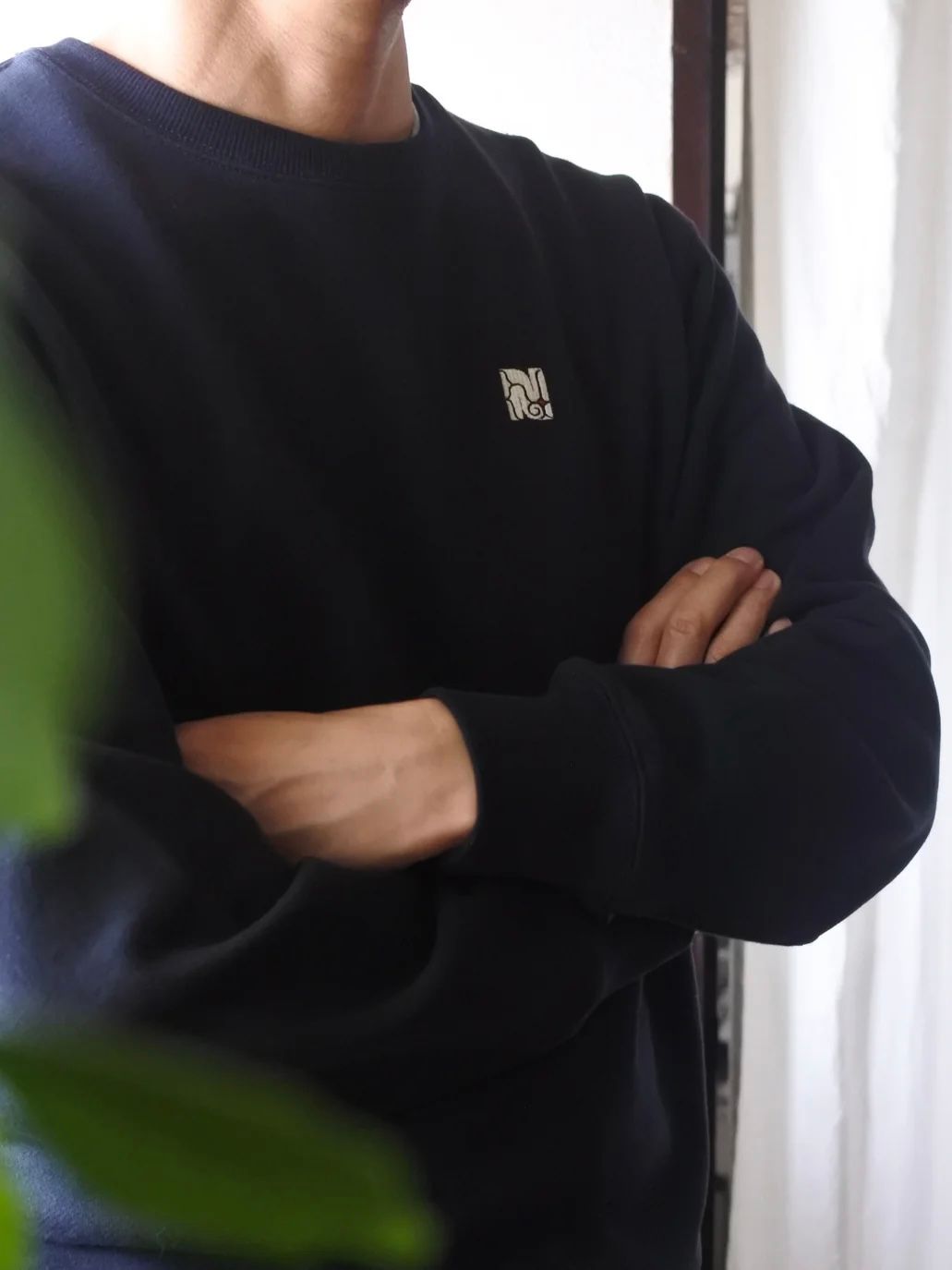 ワンポイント刺繍スウェット/ NIBUTANI WORKS logo / (NAVY)