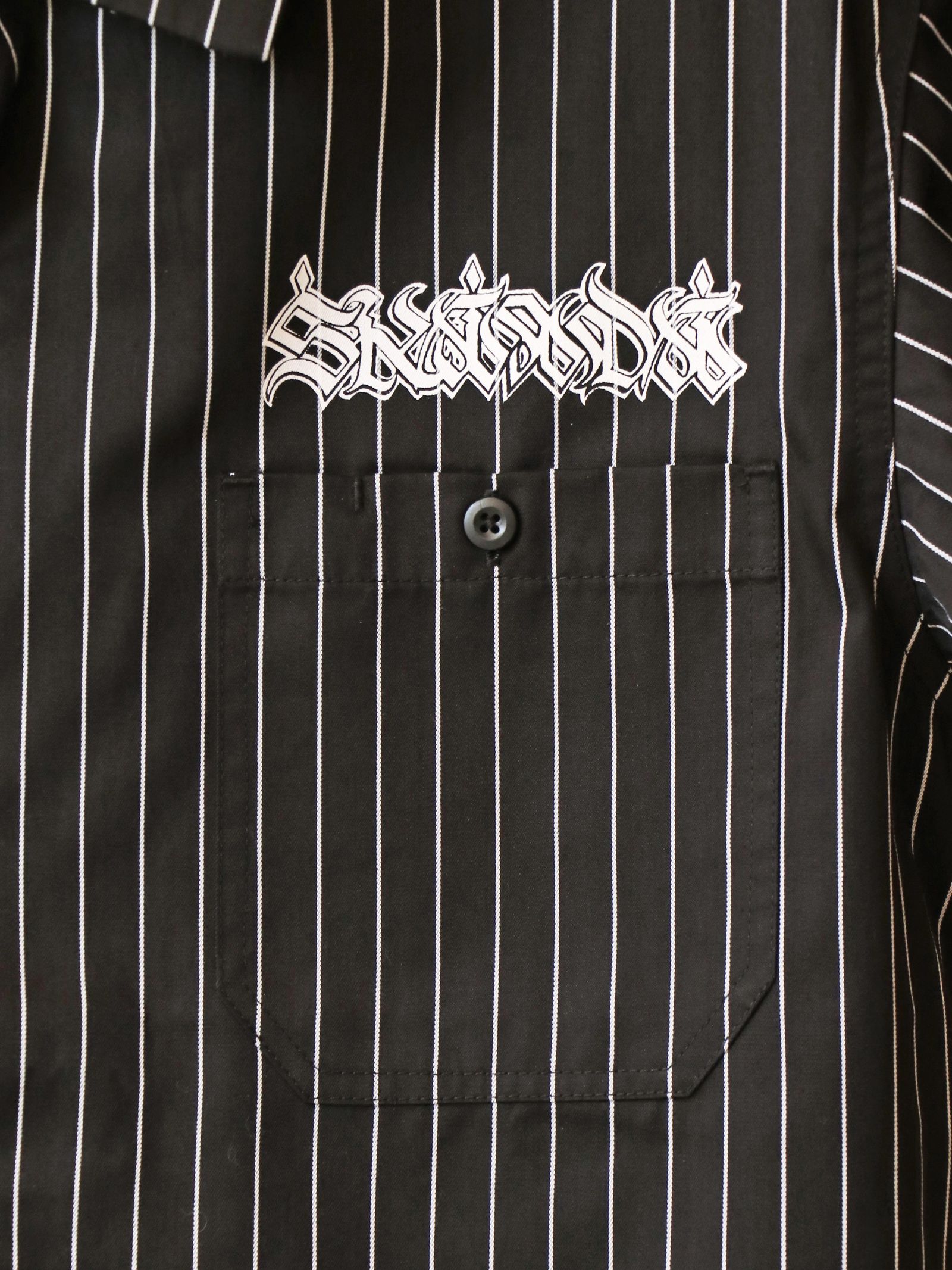 ストライプショートスリーブシャツ (ブラック)