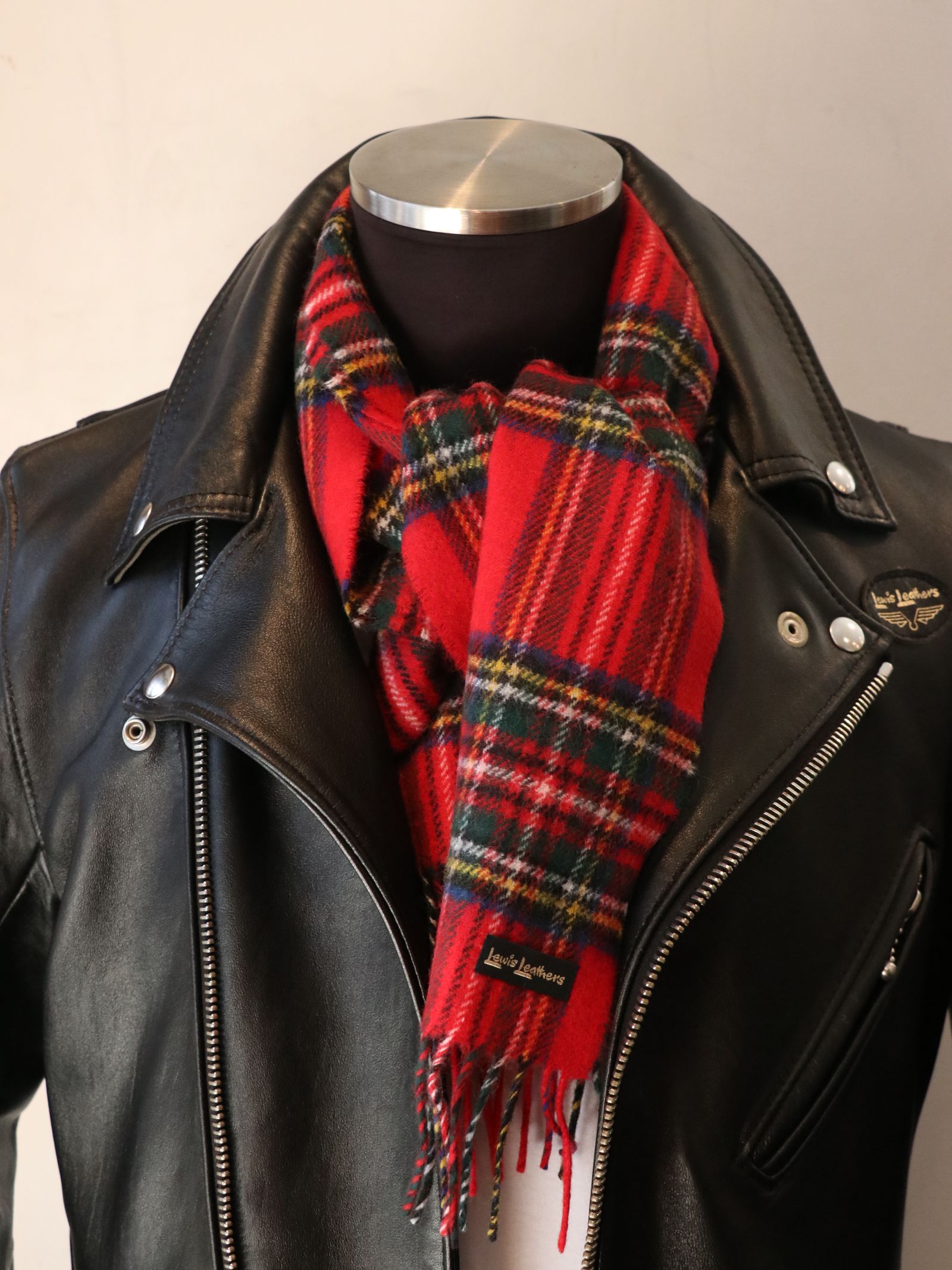 Lewis Leathers - SCOTISH WOOL SCARF - STEWART ROYAL (RED