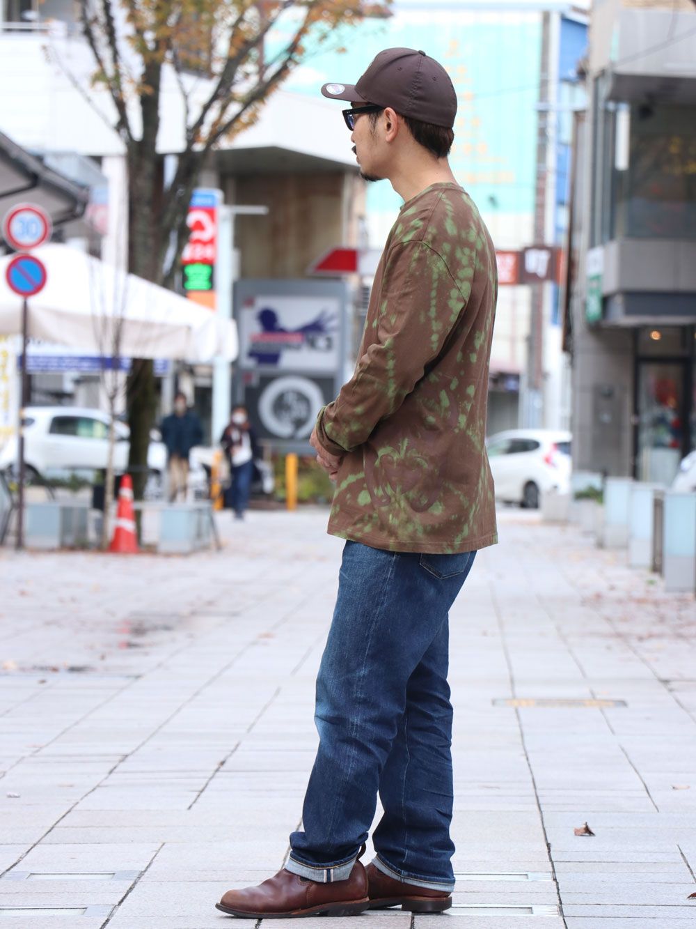 オリジナル ブリーチロングスリーブTシャツ(ブラウン) / ORIGNAL HEAVY OZ BLEACH L/S TEE  (BROWN)