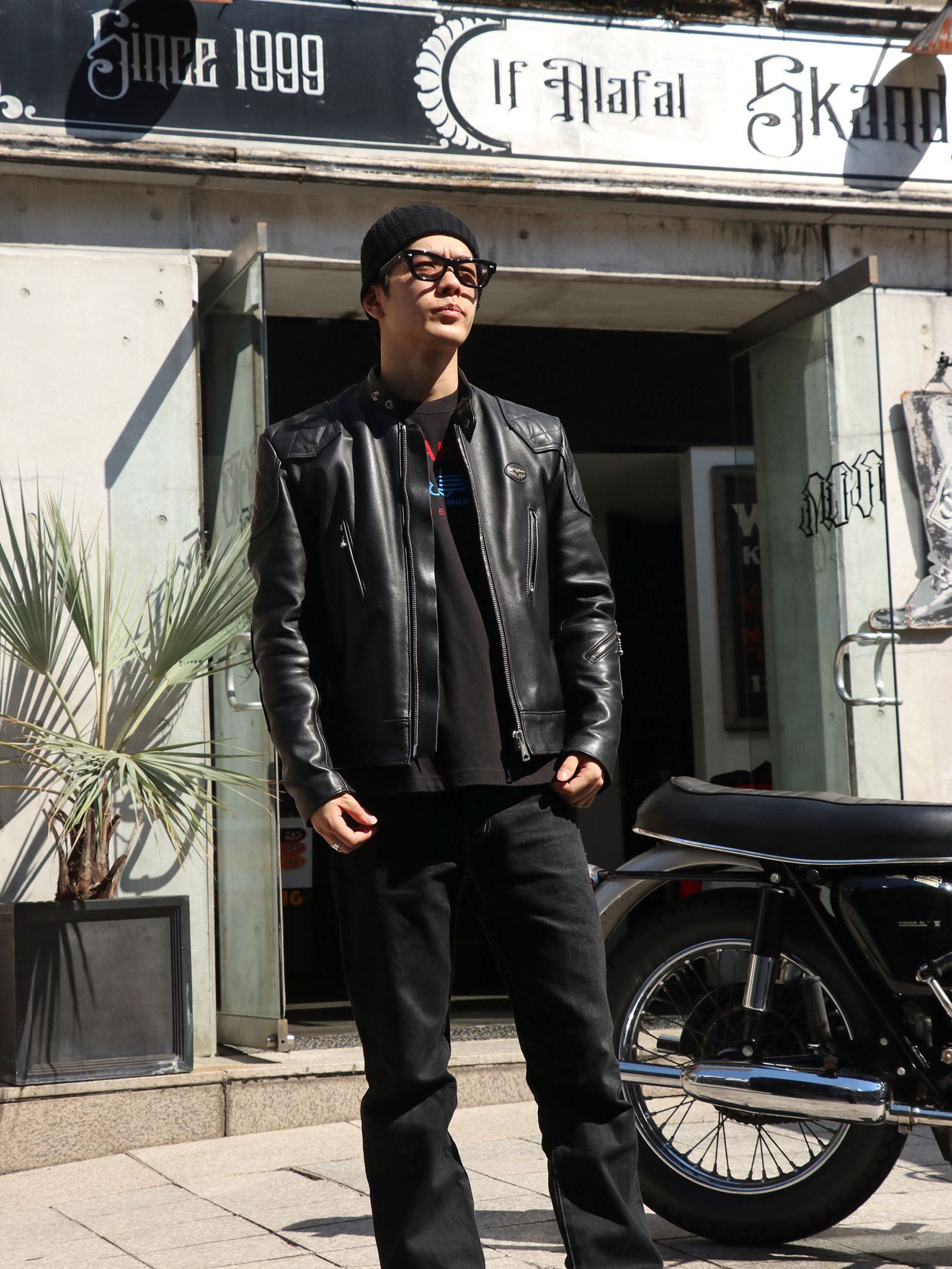 "AVIAKIT WING" RIB L/S T-SHIRTS (BLACK)