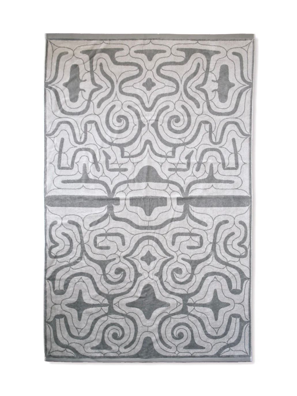 アイヌ文様の今治タオルブランケット (カパラミプ - ライトグレー×グレー)