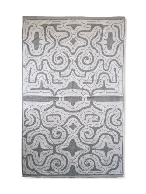 アイヌ文様の今治タオルブランケット (カパラミプ - ライトグレー×グレー)