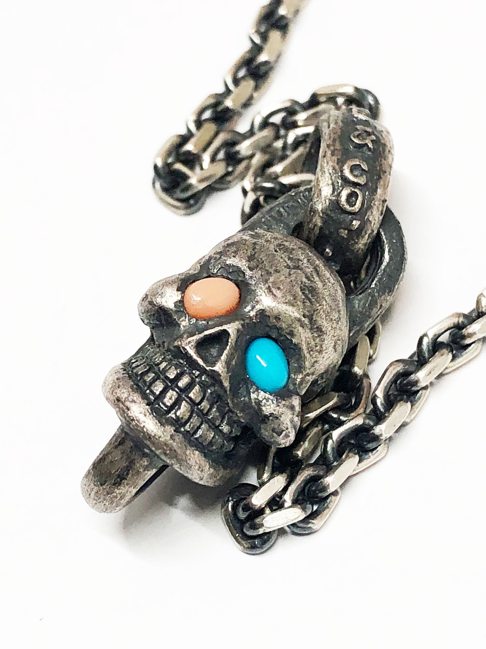 スカル カスタムペンダント- マウス&チーズチェーン(M) /Skull Custom Pendant w  LVC "Mouse & Cheese" Chain "Medium"