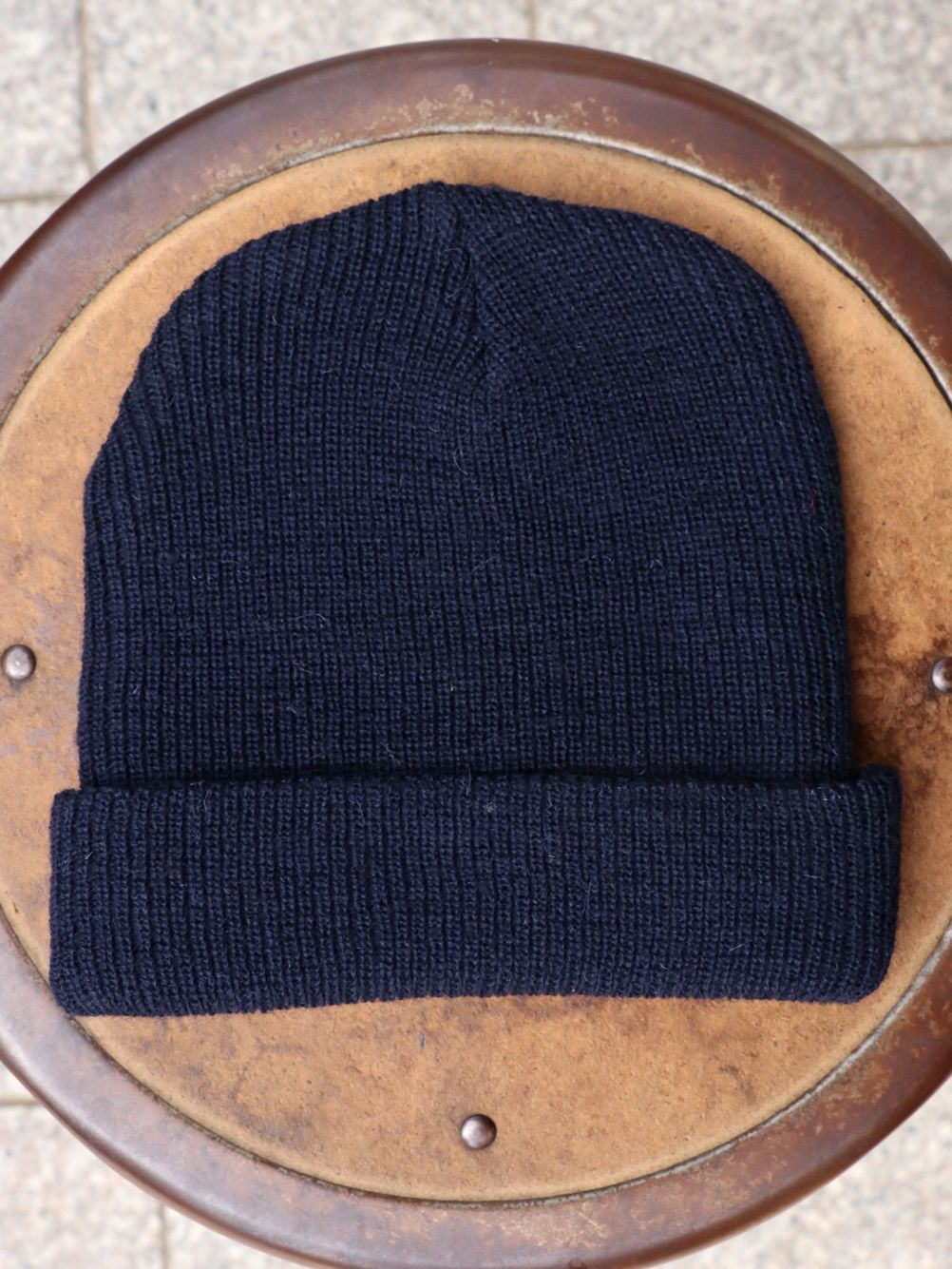 O.L.A.W EMBROIDERY KNIT CAP (NAVY)