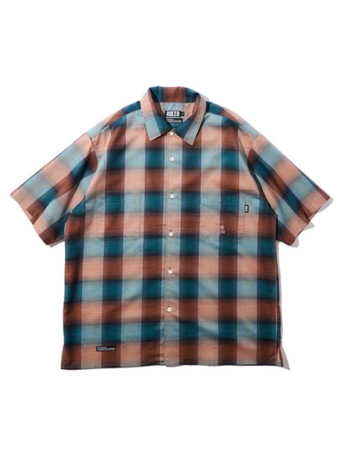 PIRATES OMBRE OPEN-NECK S/S SHIRT (NAVY/ORANGE)