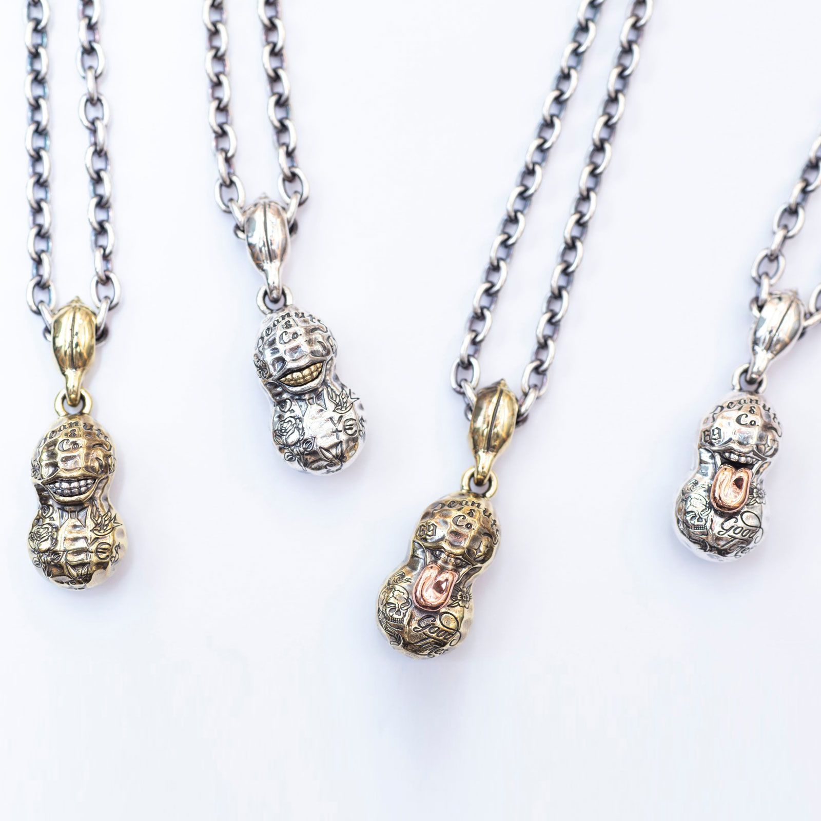 【即日発送可能】TATTOO PEANUTS (SMALL) (BRASSxSILVER) + PEANUTS CHAIN 50cm