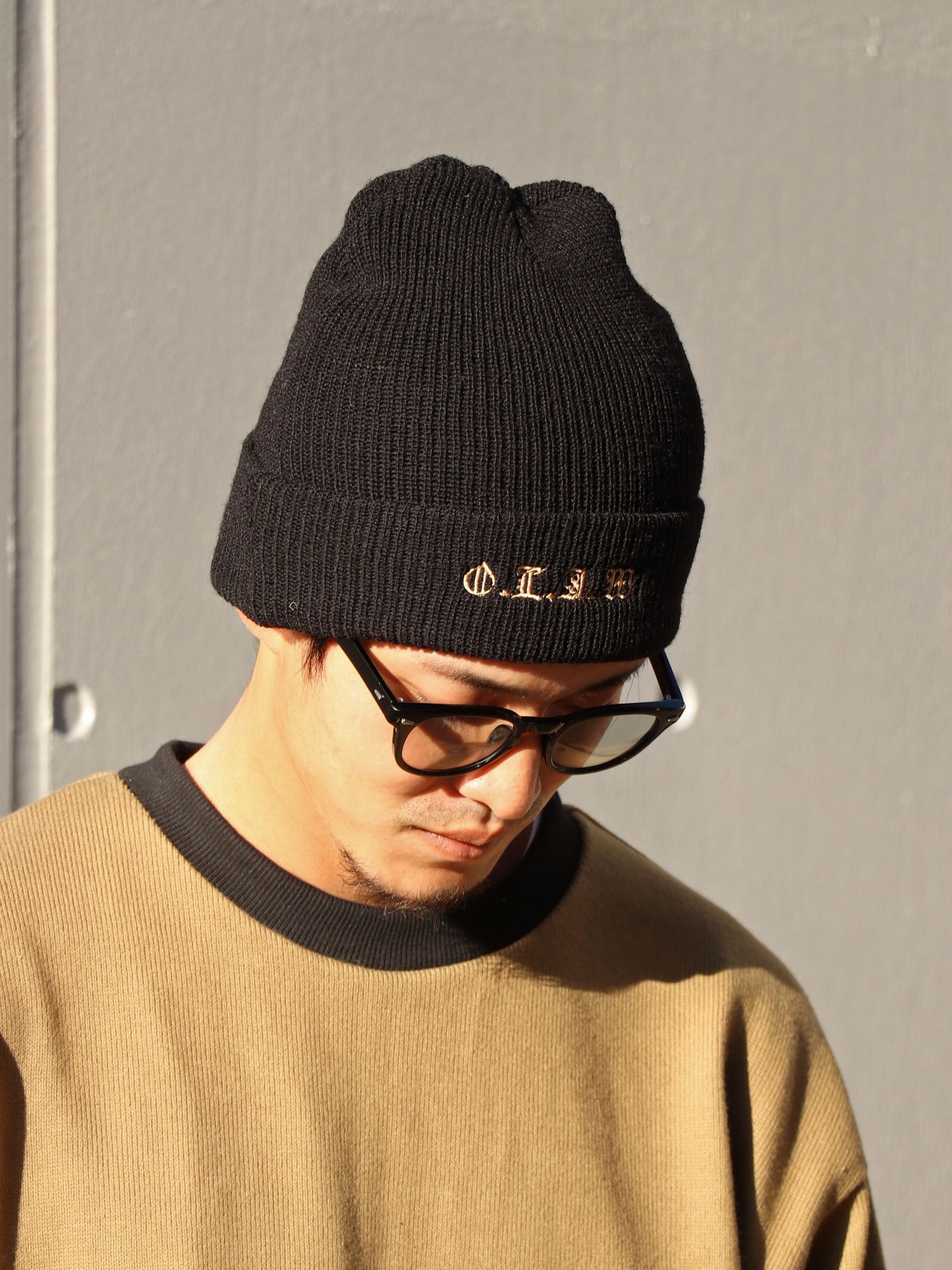 O.L.A.W EMBROIDERY KNIT CAP (BLACK)