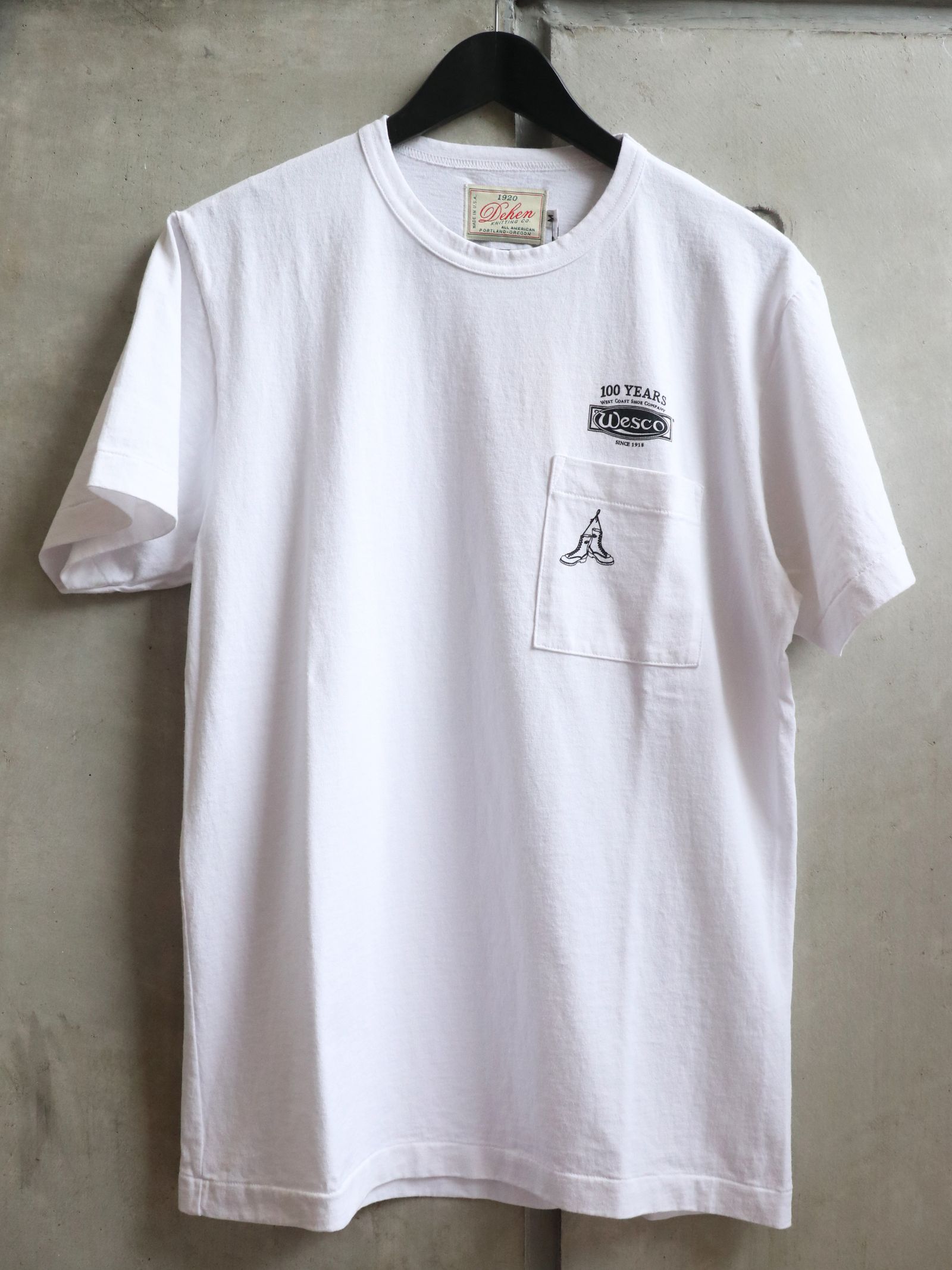 WESCO×DEHEN "100YEARS LOGO" POCKET TEE (CLASSIC WHITE × BLACK)