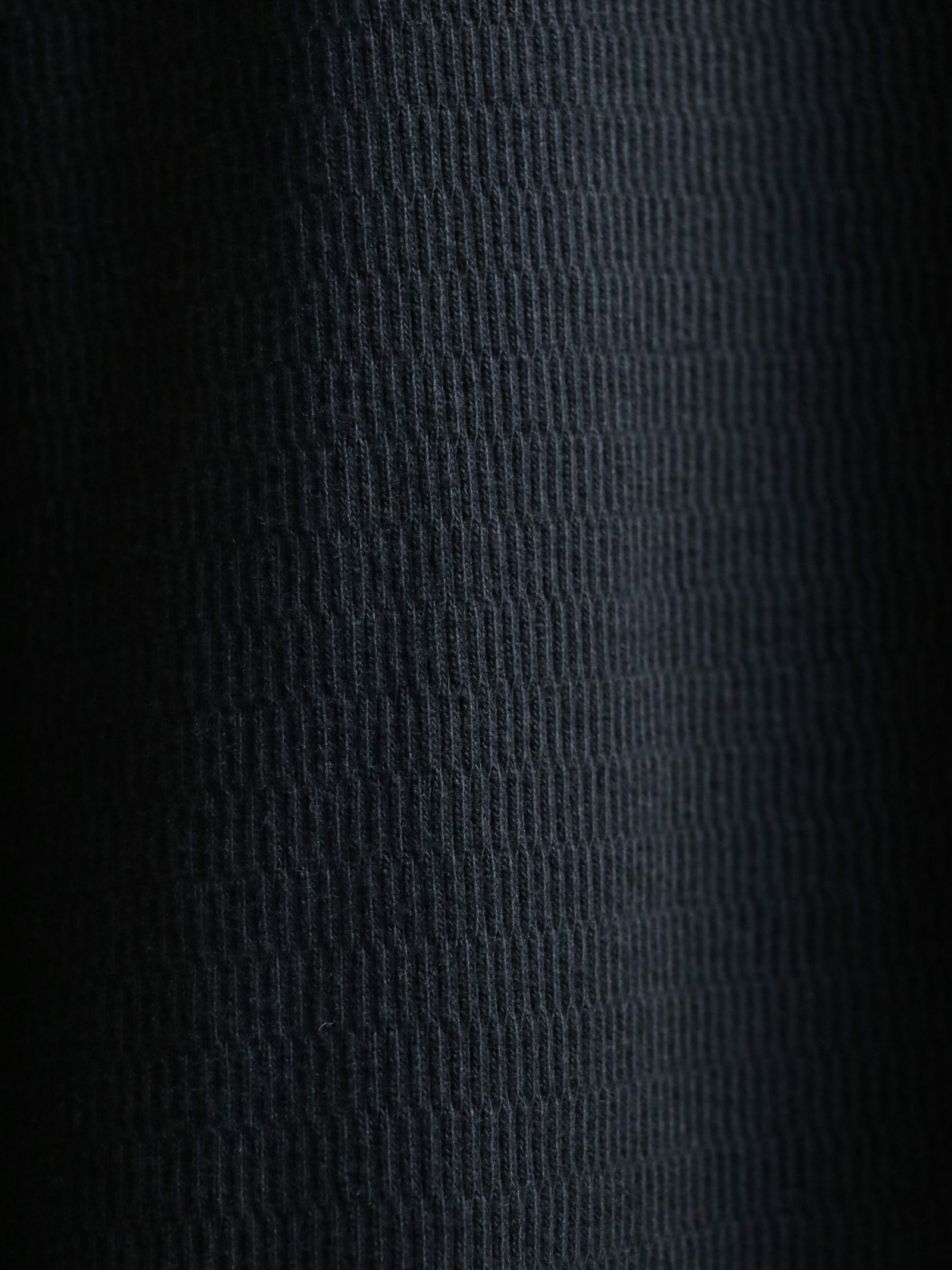 "AVIAKIT WAFFEL" T-SHIRTS HENLEY NECK (BLACK×GRAY)