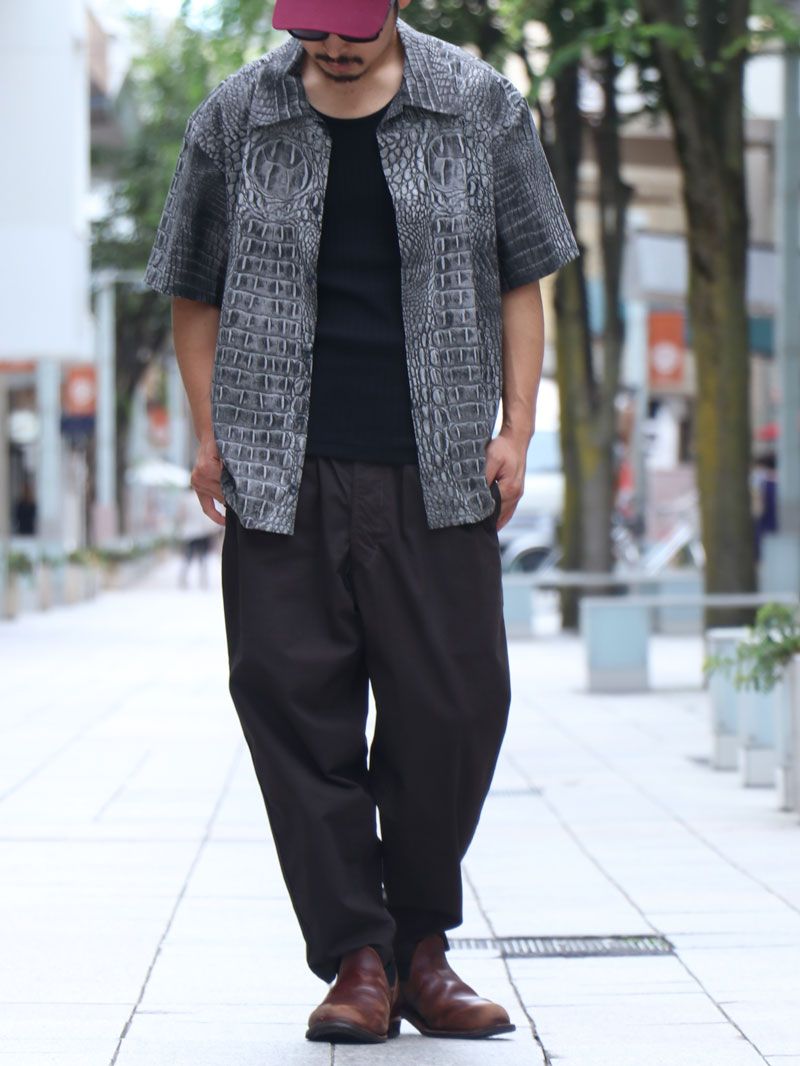 [SKANDA x haru*hano] "CROCODILE SHORT SLEEVE SHIRTS" (GRAY) / クロコダイル 半袖シャツ (グレー))