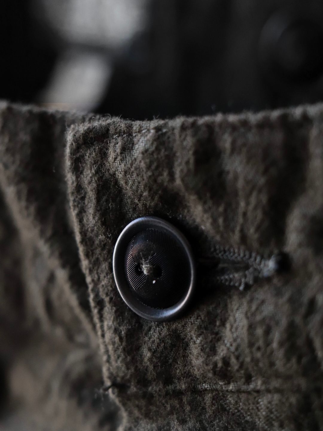 1920s GOTHIC PATTERN BRUSHED VIYELLA MONTGOMERY TROUSERS (SMOKY OLIVE)