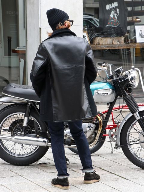 ルイスレザーのミドルコートとライダースでWinter coordinate