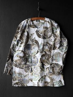 “Mt. FUJI AND HAWK” LATE NIGHT SHIRT (SALT WHITE)