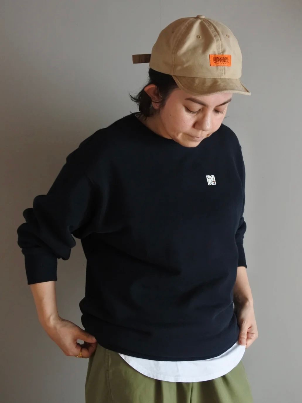 ワンポイント刺繍スウェット/ NIBUTANI WORKS logo / (NAVY)