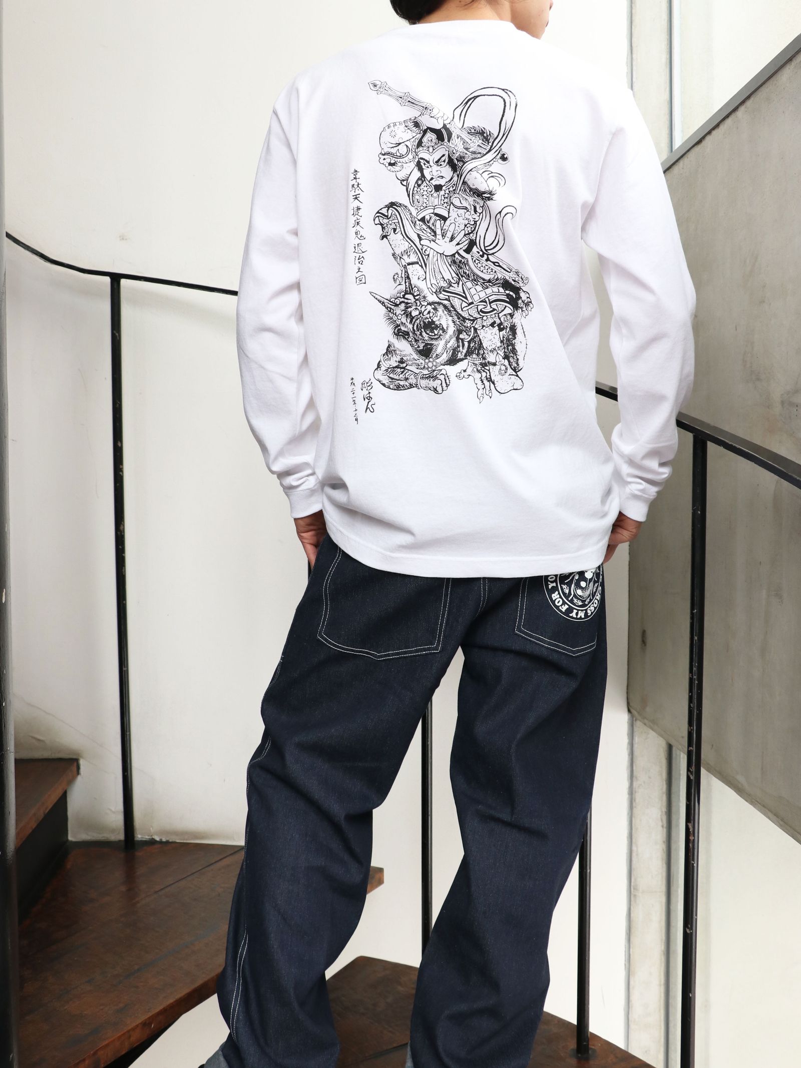 【再入荷】SKANDAオリジナル 韋駄天 ロンスグリーブTシャツ (ホワイト) / SKANDAORIGNAL 韋駄天 L/S -TSHIRT (WHITE)