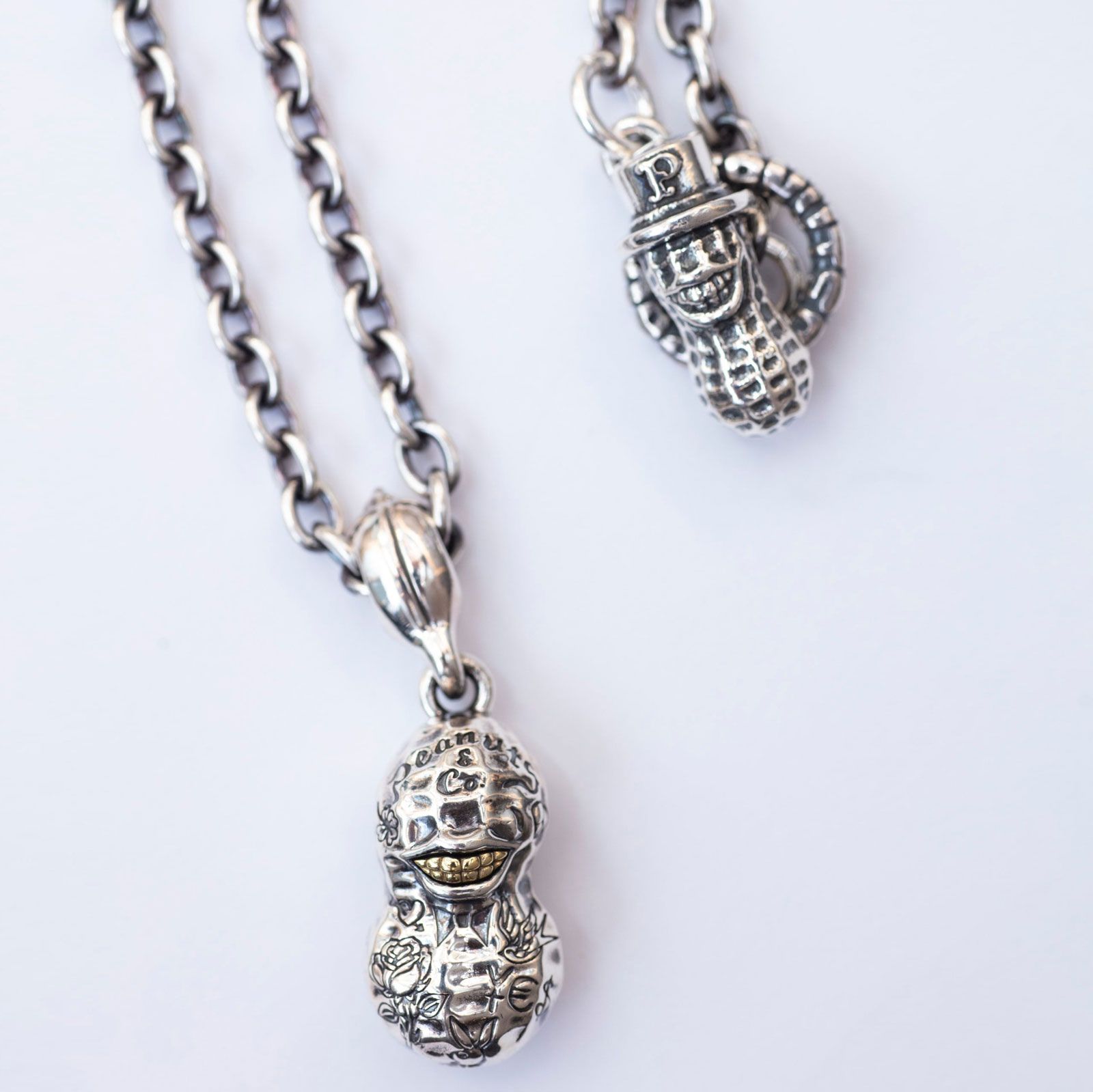 【即日発送可能】TATTOO PEANUTS (SMALL) (SILVERxK10 YELLOWGOLD) + PEANUTS CHAIN 50cm