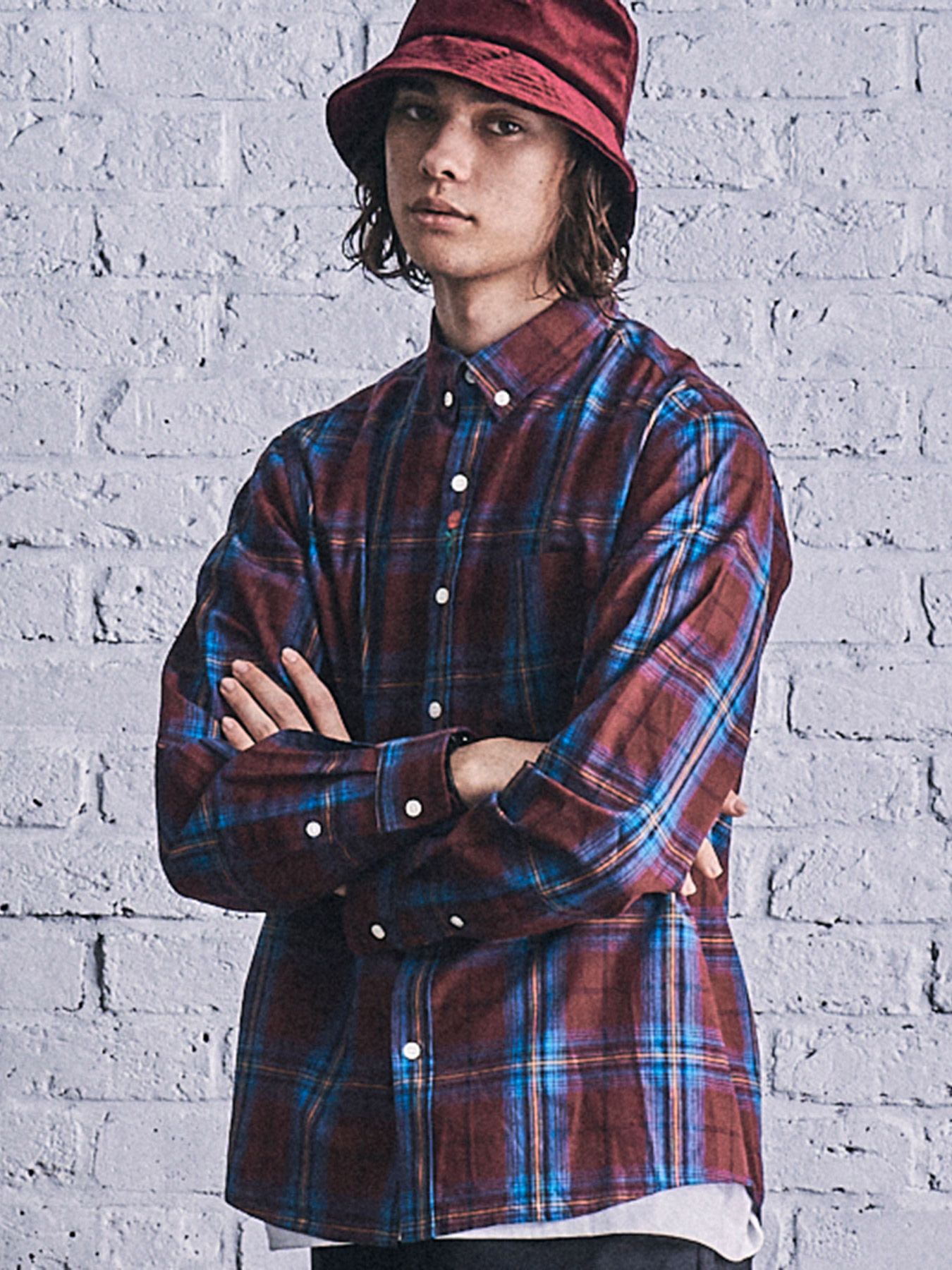 チェック ボタンダウンシャツ / CHECK B.D SHIRT (RED)