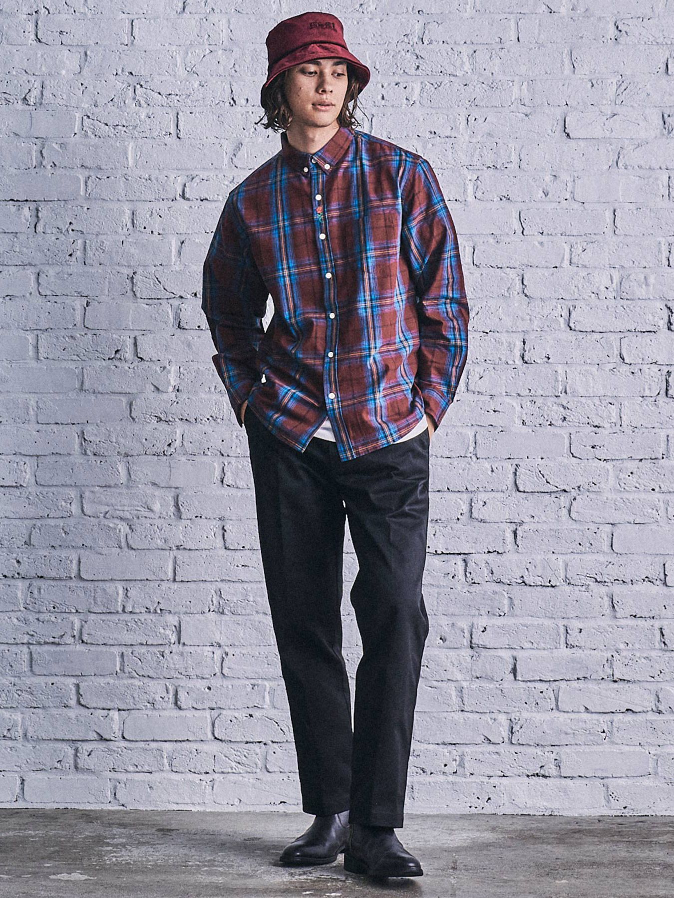 チェック ボタンダウンシャツ / CHECK B.D SHIRT (RED)